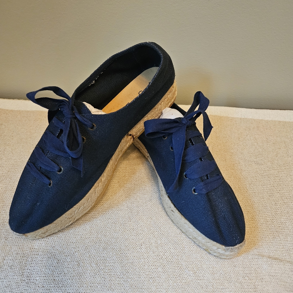 Yves Saint Laurent Navy Laced Canvas Espadrilles